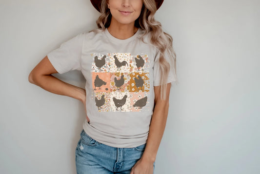Floral Chickens Graphic Tee