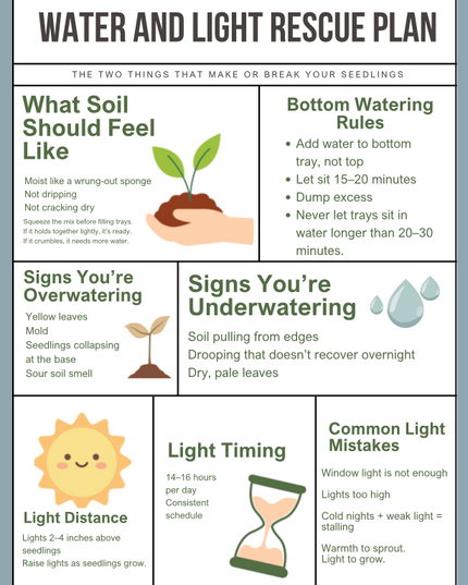 Water & Light Rescue Plan — Fix Overwatering, Weak Light & Stalled Seedlings